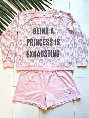 Disney Store Princess Pajama Set XL Pink Being a Princess Is Exhausting PJ Set